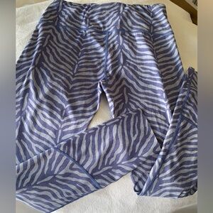Yoga Pant Leggings Womens M Cornflower Blue Tapered Leg Zebra Print Pre Owned